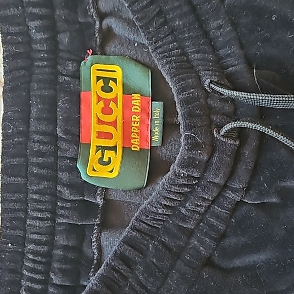 Gucci Dapper Dan Black Velvet Monogram Leather Tan Brown Pocket Sweatpants Track - Picture 7 of 12